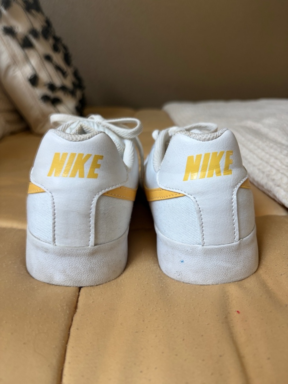 Nike White Canvas Sneakers with Yellow Swoosh Accent - Picture 2 of 7